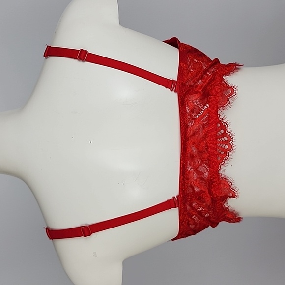⭐️2/ $40⭐️La Senza Beyond Sexy Classic Plunge Red Lace Push Up Bra 36DD - Picture 4 of 13